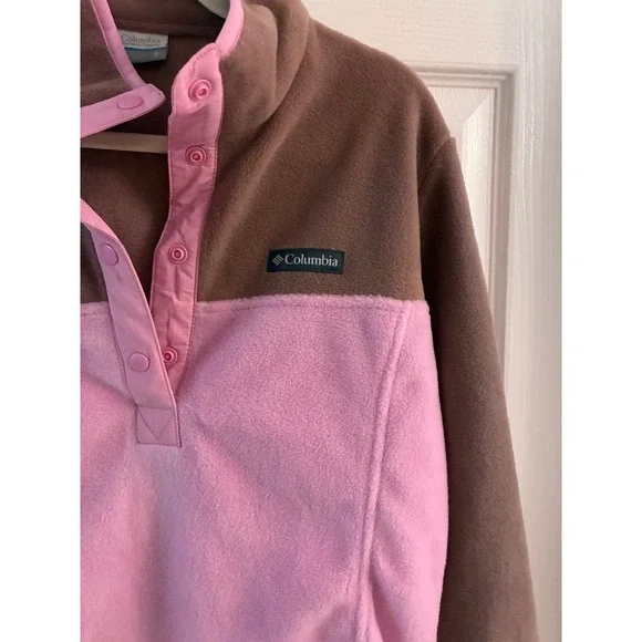 Columbia women's fleece Pink and light brown half snap pullover size Small NWT - Picture 8 of 9